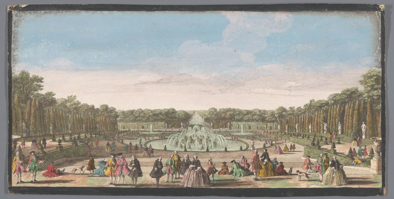 منظر لـ Bassin de Latone في حديقة فرساي منظر لـ Bassin de Latone من حافة شرفة القلعة (العنوان على الكائن) بواسطة مجهول