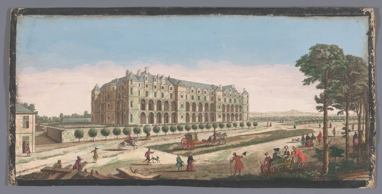 منظر لقصر مدريد في باريس Vüe ​​du Chateau Royal de Madrid (العنوان على الكائن) بواسطة مجهول