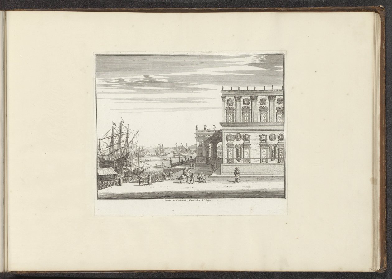 منظر لقصر الكاردينال مونتالتو في نابولي Palais du Cardinael Mont Alto à Naples (العنوان على الكائن) القصور والمعالم الأثرية في البندقية وليفورنو ونابولي وروما (عنوان السلسلة) بواسطة مجهول