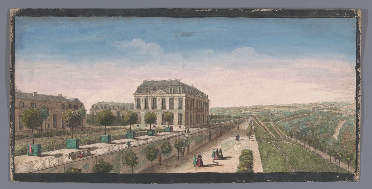 منظر من الشرفة مع أشجار البرتقال في Chateau de Belle-Vue في Meudon Autre vüe du Chateau de Belle-Vüe (...) (العنوان على الكائن) بواسطة مجهول