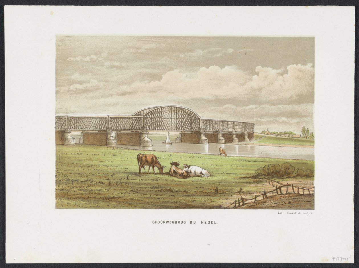 جسر سكة حديد Hedelse فوق Maas ، 1870 جسر للسكك الحديدية في Hedel (العنوان على الكائن) جسور السكك الحديدية الرئيسية في هولندا (عنوان السلسلة) بواسطة مجهول