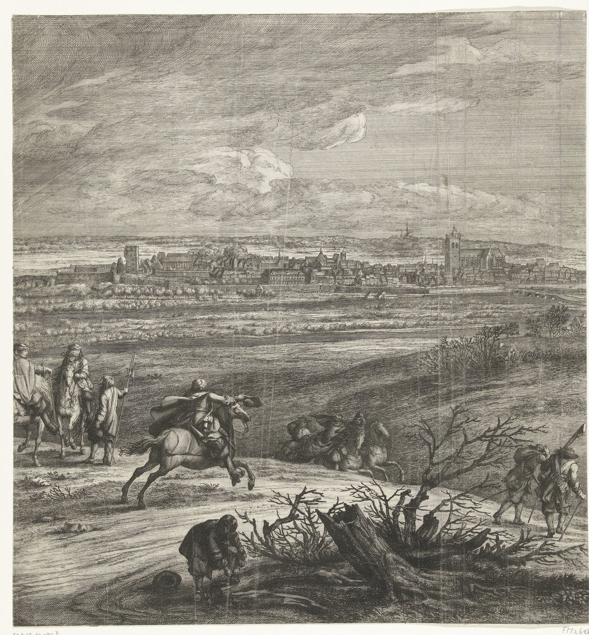 الجيش الفرنسي قبل يبيرين (وسط الصفحة) ، 1678 بواسطة مجهول