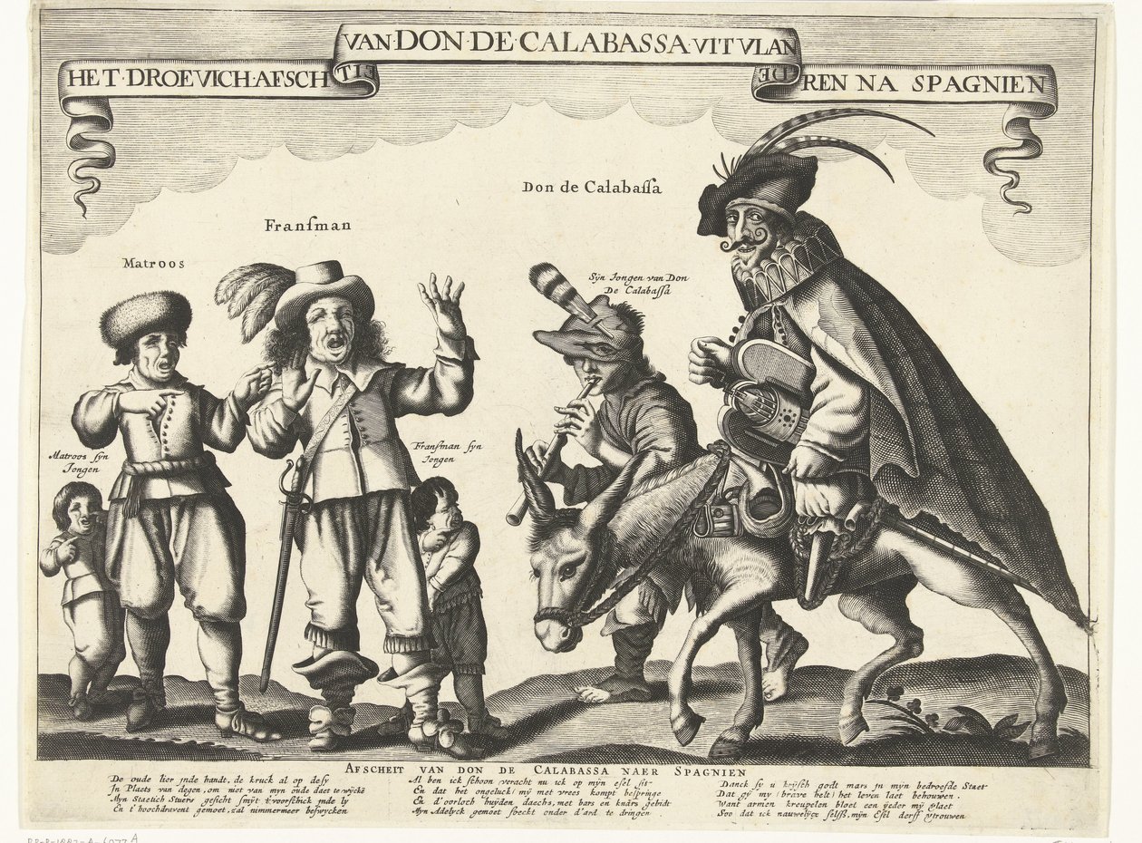 الوداع الحزين لدون دي كالاباسا من فلاندرز والعودة إلى إسبانيا عام 1646 وداع Droevich من Don de Calabassa من فلاندرز بعد Spagnien (العنوان على الكائن) بواسطة مجهول