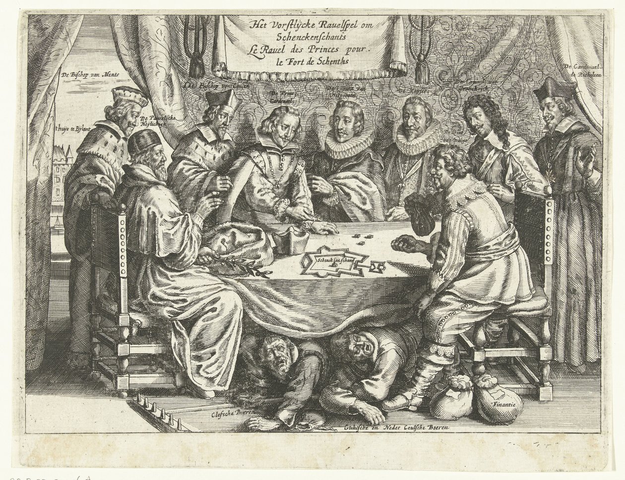 اللعبة حول Schenckenschans ، 1635-1636 The Vorstelijcke Ravelspel om Schenckenschants / Le Ravel des Princes pour le Fort de Schentks (العنوان على الكائن) بواسطة مجهول