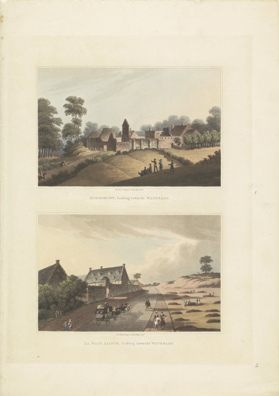 Hougoumont en La Haye-Sainte Hougoumont ، يتطلع نحو Waterloo / La Haye Sainte ، ويتطلع نحو Waterloo (العنوان على الكائن) بواسطة مجهول