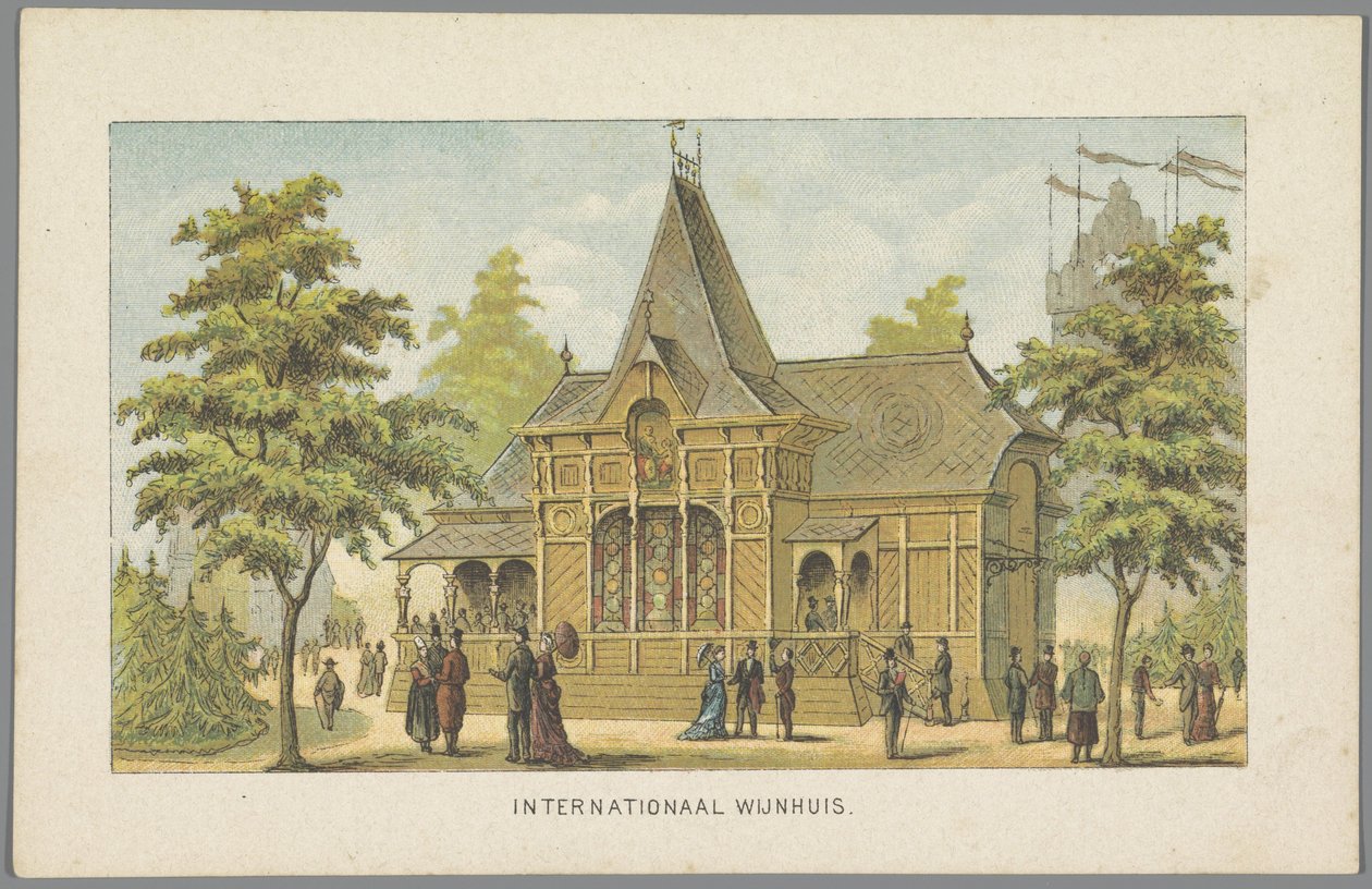 بيت النبيذ الدولي في المعرض العالمي في أمستردام ، 1883 بيت النبيذ الدولي (العنوان على الكائن) ذاكرة أمستردام في عام 1883 (عنوان السلسلة على الكائن) بواسطة مجهول