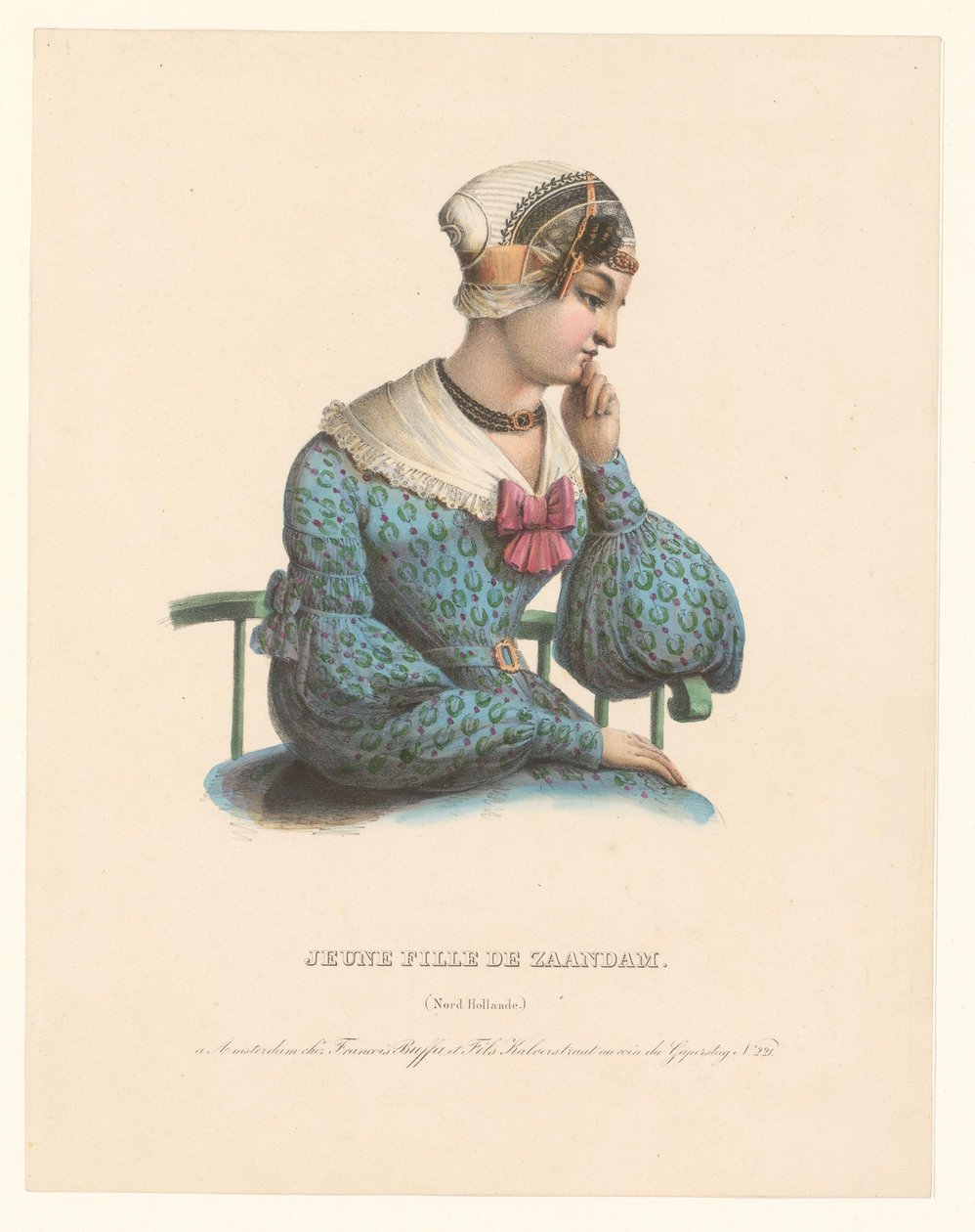 شابة بالزي التقليدي من زاندام Jeune fille de Zaandam (نورد هولاند) (العنوان على الكائن) بواسطة مجهول