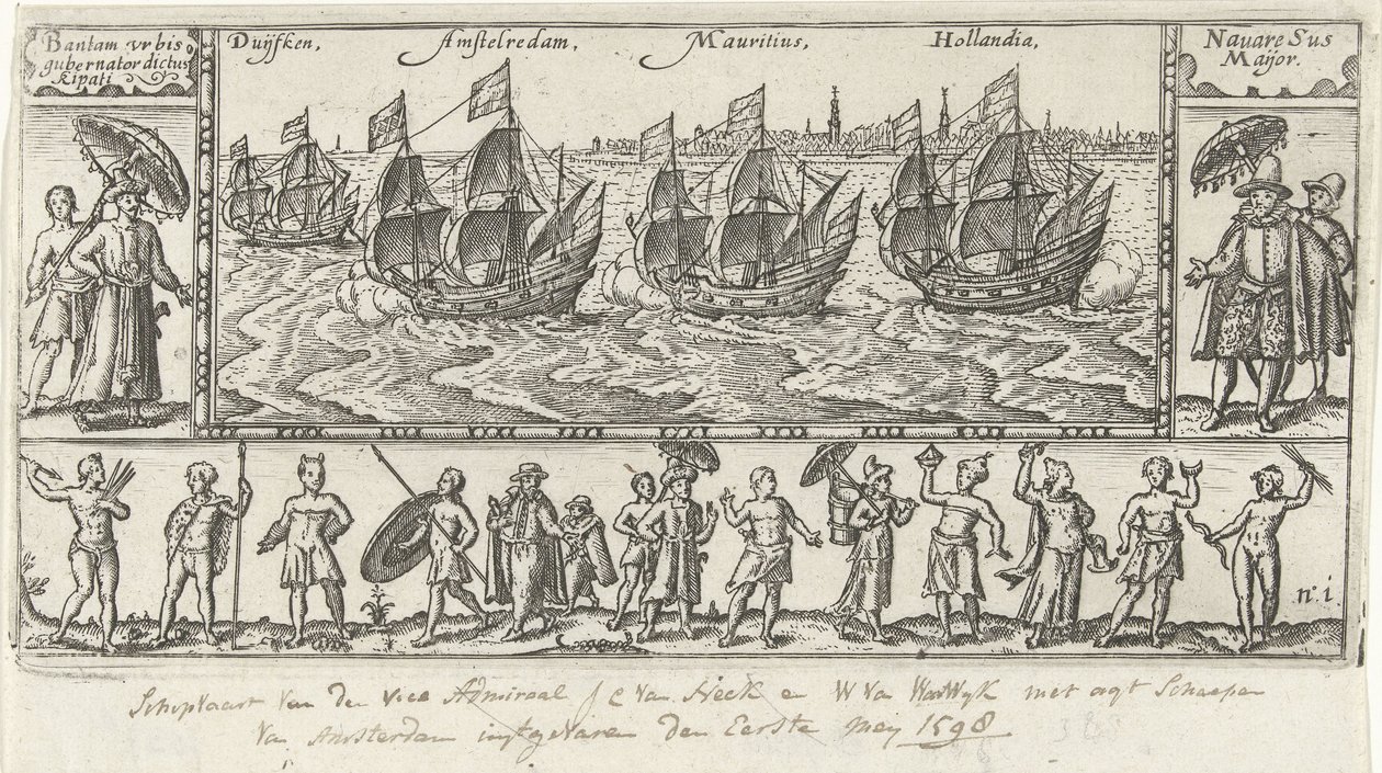 نسخة بعد طباعة العنوان الأصلية لـ Houtmans Journael vande reyse der Hollandtsche سفن Ghedaen في شرق الهند ، 1598 بواسطة مجهول