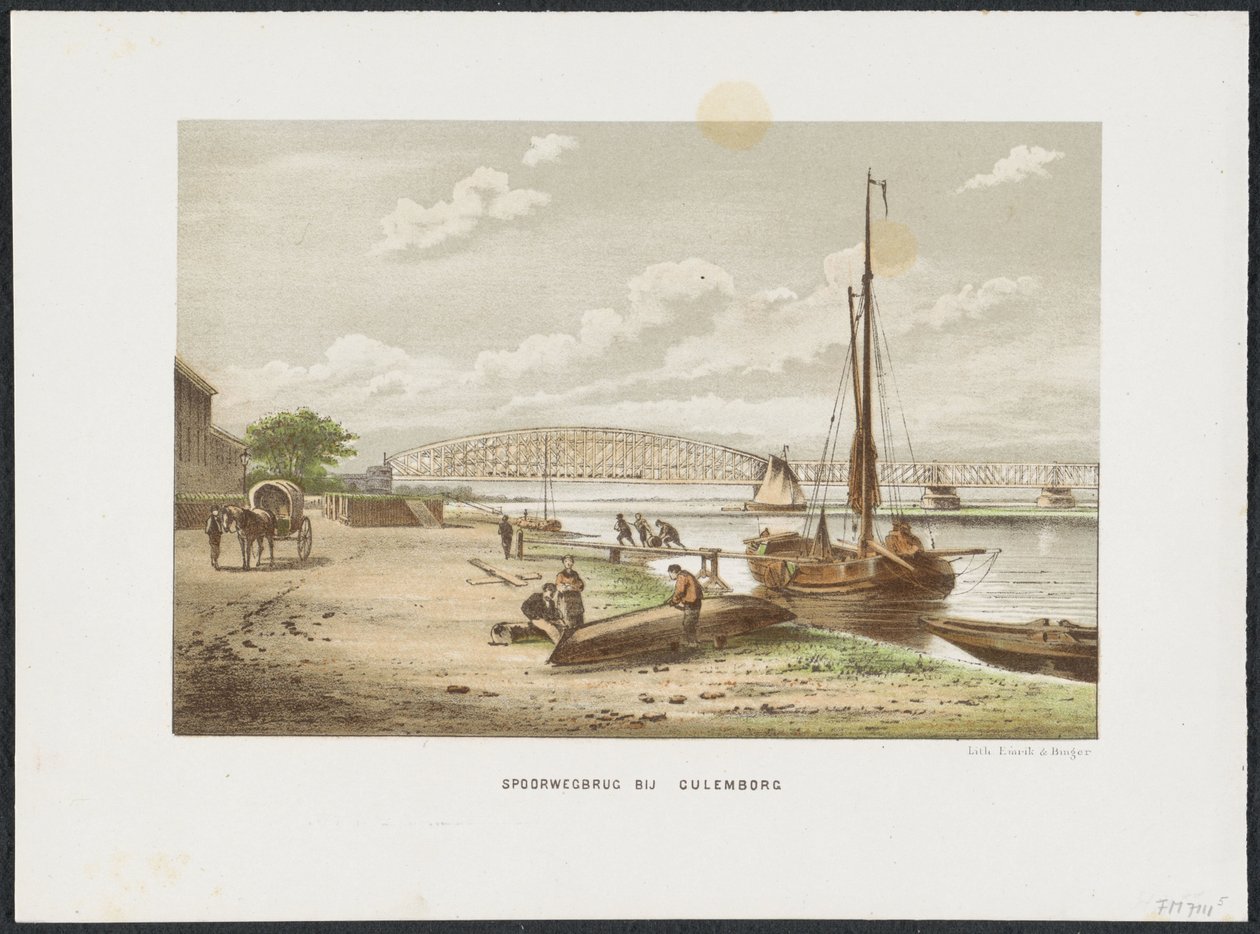 جسر سكة حديد Kuilenburg بالقرب من Culemborg ، 1868 جسر للسكك الحديدية في Culemborg (العنوان على الجسم) جسور السكك الحديدية الرئيسية في هولندا (عنوان السلسلة) بواسطة مجهول