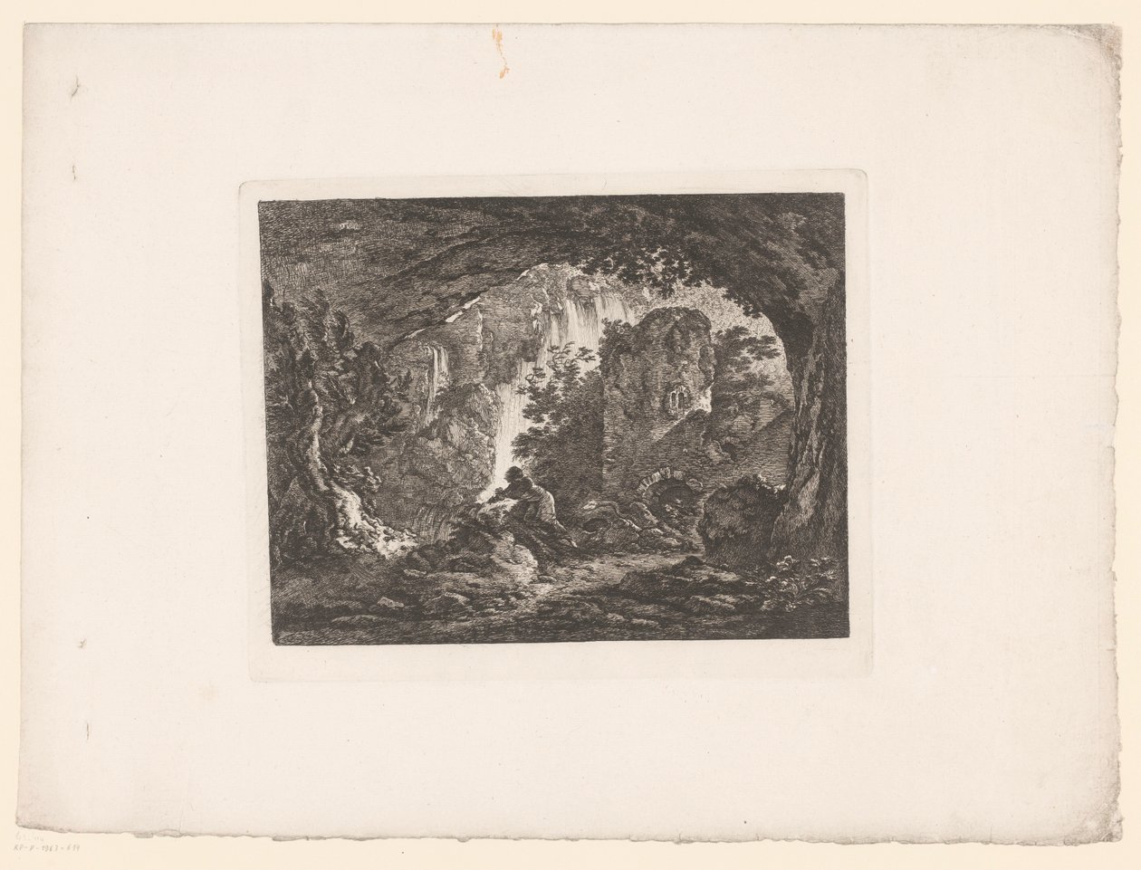 رجل يفر من ثعبان يطبع بعد اللوحات التي رسمها Ignace Duvivier (عنوان السلسلة) ديفرين Sujets Graves et dessinés par Ignace du Vivier: d
