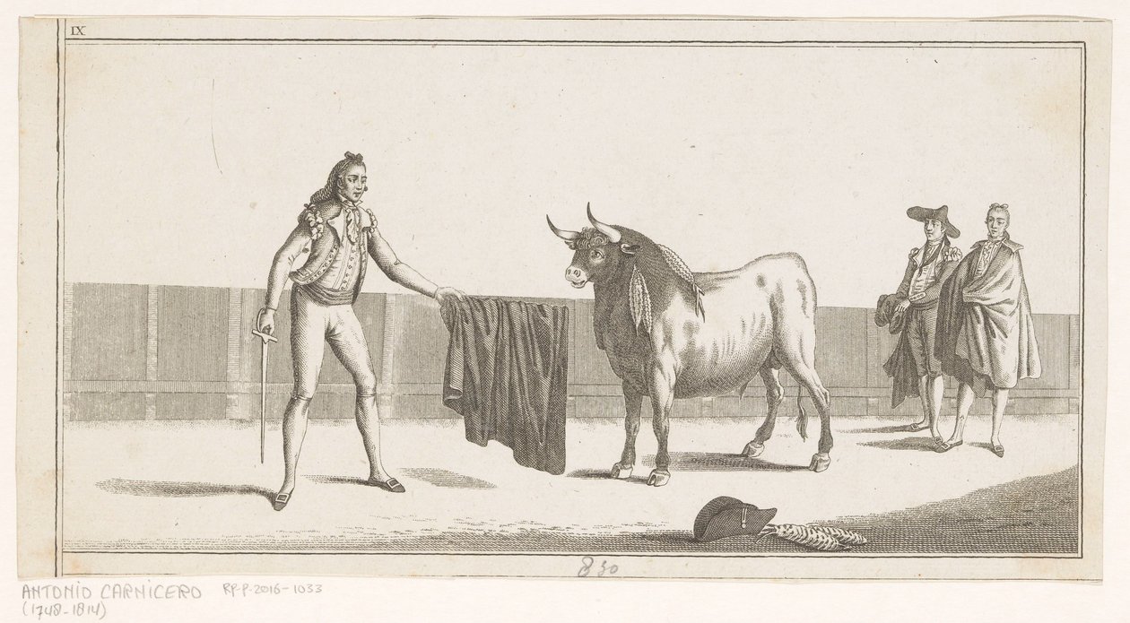 ماتادور يتحدى الثور Coleccion de las Principales suertes de una corrida de toros (عنوان السلسلة على الكائن) مجموعة من أهم المناورات في مصارعة الثيران (عنوان السلسلة) بواسطة مجهول