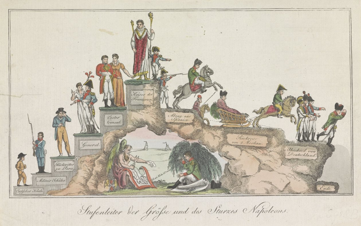 نابليون ليفنستراب ، 1814 سلم العظمة وسقوط نابليون (العنوان على الكائن) بواسطة مجهول
