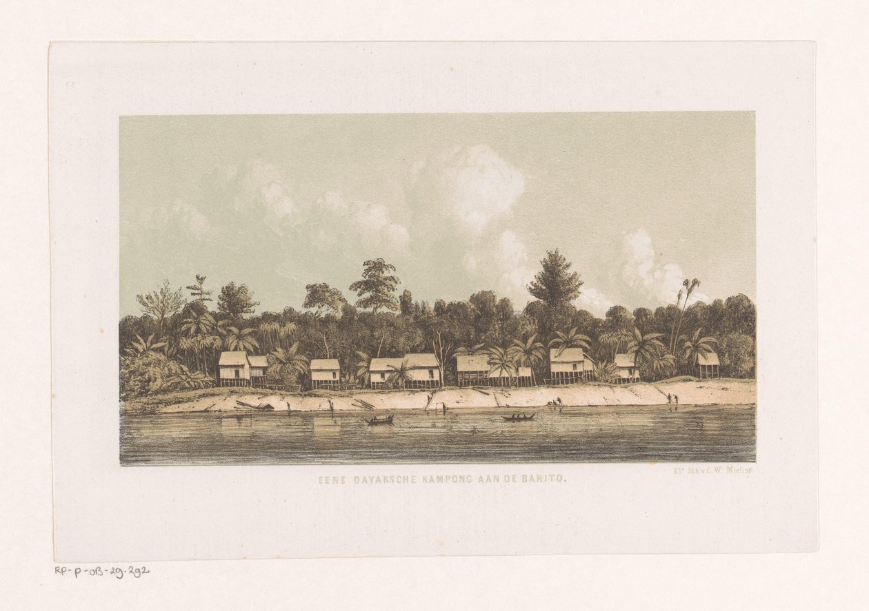 مستوطنة في Barito Eene Dayaksche kampong on the Barito (العنوان على الكائن) بواسطة مجهول