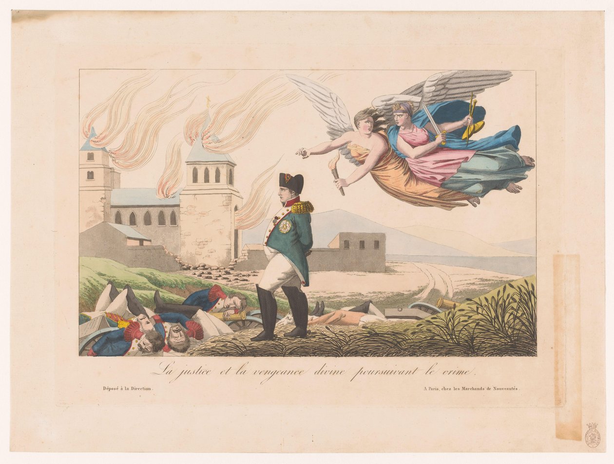Nemesis en Themis achtervolgen Napoleon العدالة والانتقام الالهي ملاحقة الجريمة (العنوان على الشيء) بواسطة مجهول