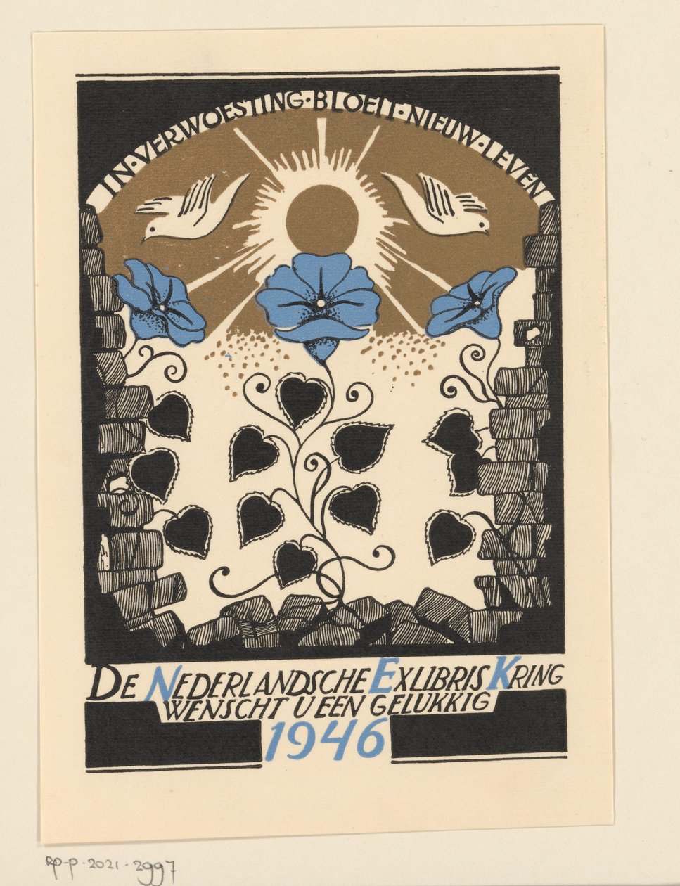أمنية العام الجديد لعام 1946 من Nederlandsche Exlibriskring بواسطة مجهول
