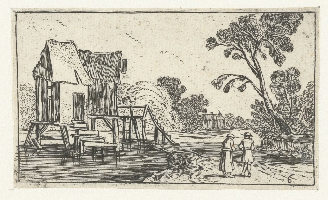 مسار على طول النهر مع المباني على ركائز متينة مناظر طبيعية بعد Esaias van de Velde (عنوان المسلسل) بواسطة مجهول
