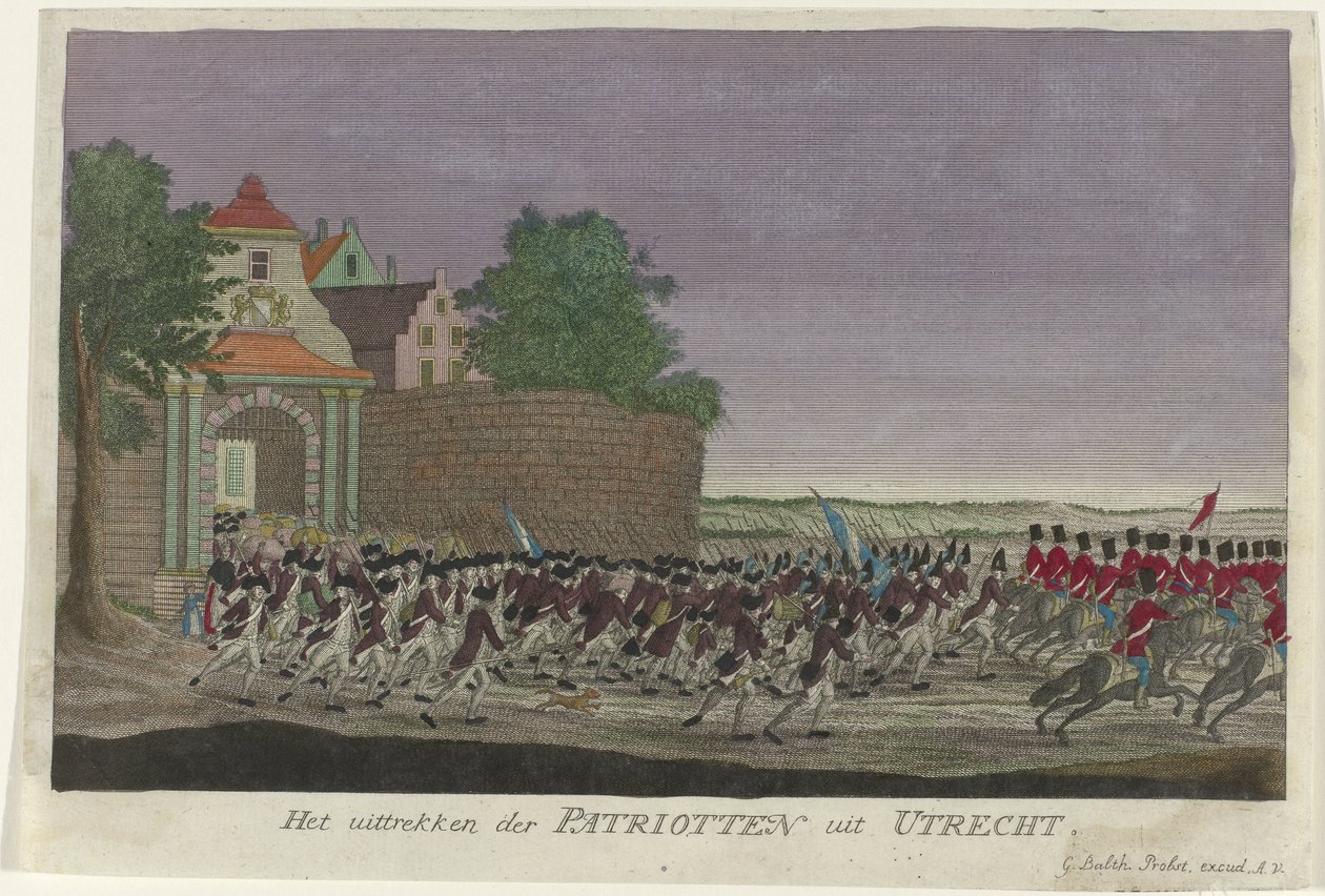 الوطنيون يغادرون أوتريخت ، 1787 رحيل باتريوتس من أوتريخت (العنوان على الجسم) بواسطة مجهول