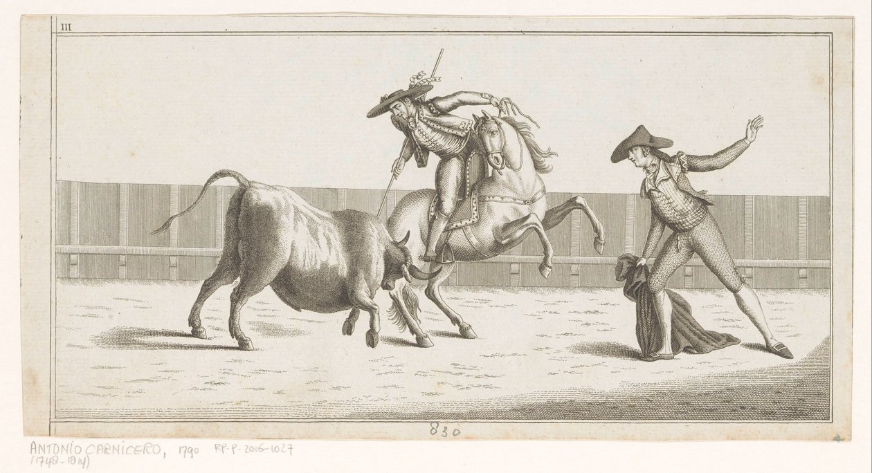 يغرق بيكادور رمحه في ثور Coleccion de las Principales suertes de una corrida de toros (عنوان السلسلة على الكائن) مجموعة من أهم المناورات في مصارعة الثيران (عنوان المسلسل) بواسطة مجهول