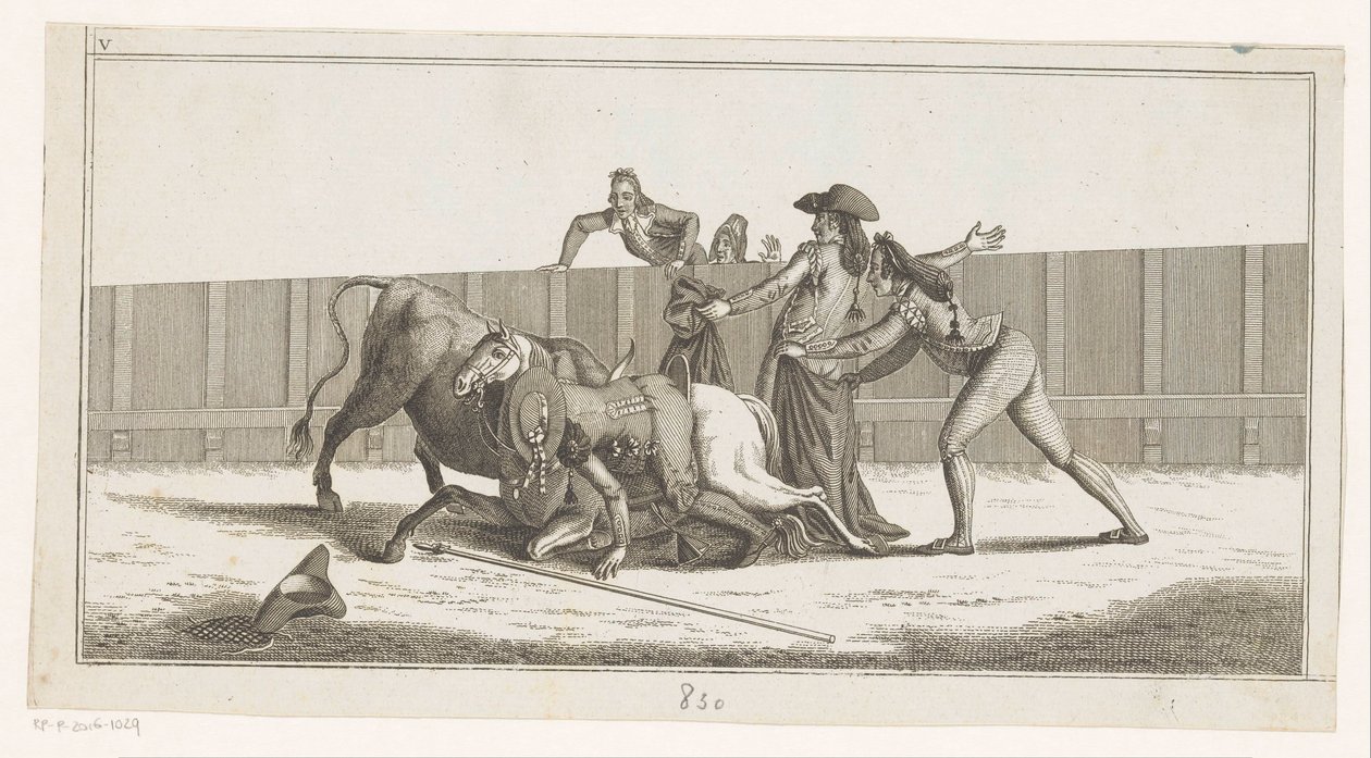 سقط بيكادور عن حصانه Coleccion de las Principales suertes de una corrida de toros (عنوان السلسلة على الكائن) مجموعة من أهم المناورات في مصارعة الثيران (عنوان المسلسل) بواسطة مجهول