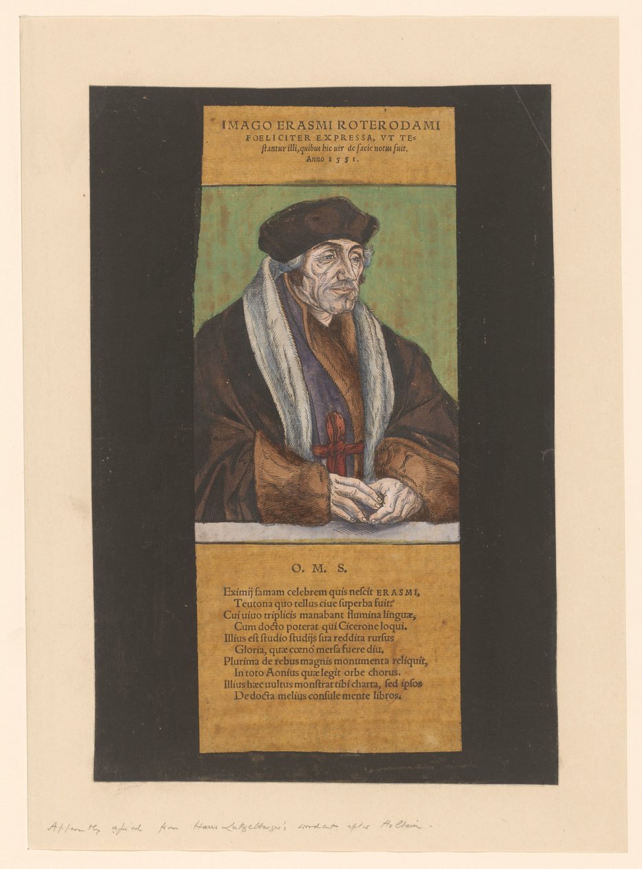Portret van Desiderius Erasmus صورة إيراسموس روتردام (العنوان على الجسم) بواسطة مجهول