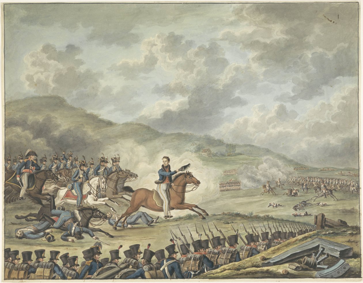أمير أورانج يقود القوات الهولندية في Quatre-Bras 1815 بواسطة مجهول