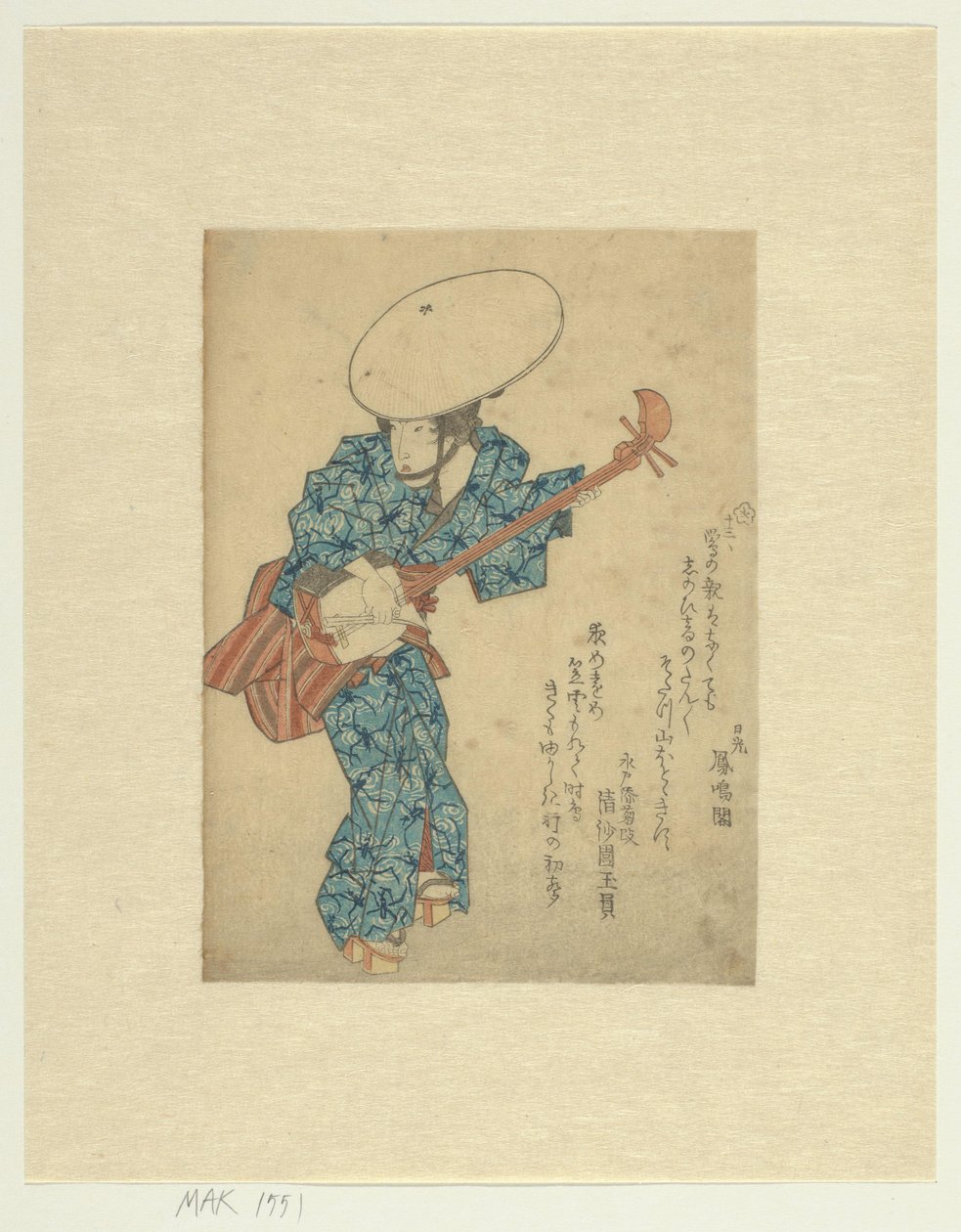 الموسيقار المتجول مع samisen بواسطة مجهول
