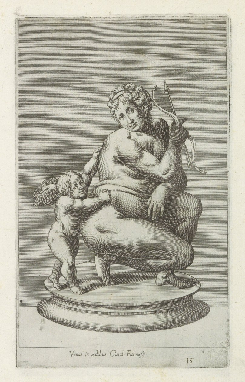 Sculptuur van Venus en Amor فينوس في بيت كارد. Farnesii (العنوان على الكائن) المنحوتات العتيقة في روما (عنوان السلسلة) أيقونات التماثيل القديمة لمدينة روما والتي تظهر في الأماكن العامة (عنوان السلسلة) بواسطة مجهول