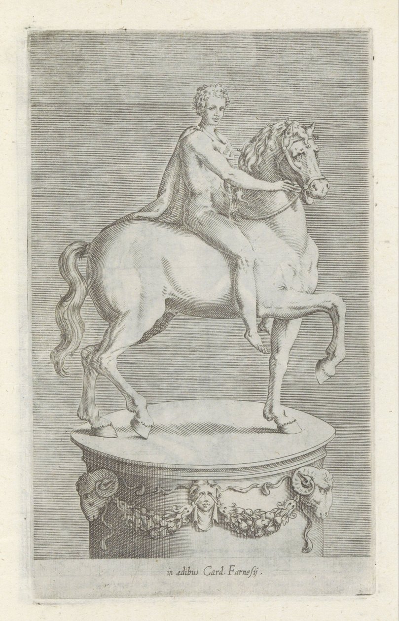 Sculptuur van een naakte jongen op een paard المنحوتات العتيقة في روما (عنوان السلسلة) أيقونات التماثيل القديمة لمدينة روما والتي تظهر في الأماكن العامة (عنوان السلسلة) بواسطة مجهول
