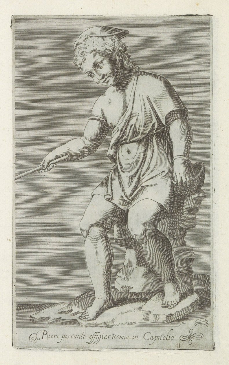 Sculptuur van een vissende jongen صورة لصبي الصيد في مبنى الكابيتول في روما (العنوان على الجسم) المنحوتات العتيقة في روما (عنوان السلسلة) أيقونات التماثيل القديمة لمدينة روما والتي تظهر في الأماكن العامة (عنوان السلسلة) بواسطة مجهول