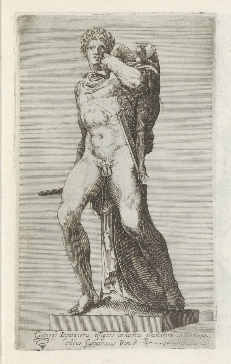 Sculptuur van keizer Commodus als gladiator صورة مريحة للإمبراطور في زي المصارع (...) (العنوان على الكائن) المنحوتات العتيقة في روما (عنوان السلسلة) أيقونات التماثيل القديمة لمدينة روما والتي تظهر في الأماكن العامة (عنوان السلسلة) بواسطة مجهول