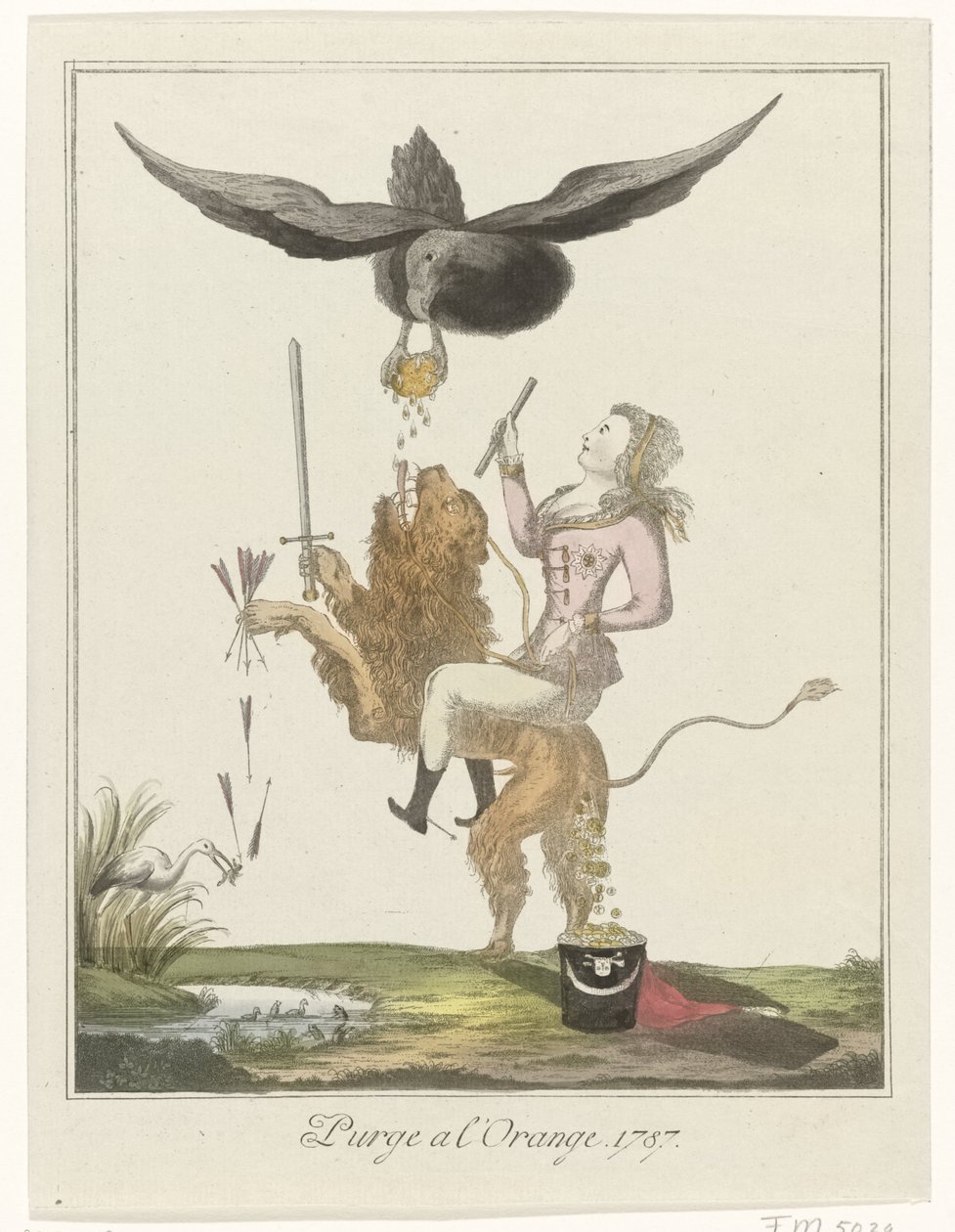 رسم كاريكاتوري عن الدفع الهولندي إلى بروسيا ، 1787 تطهير l