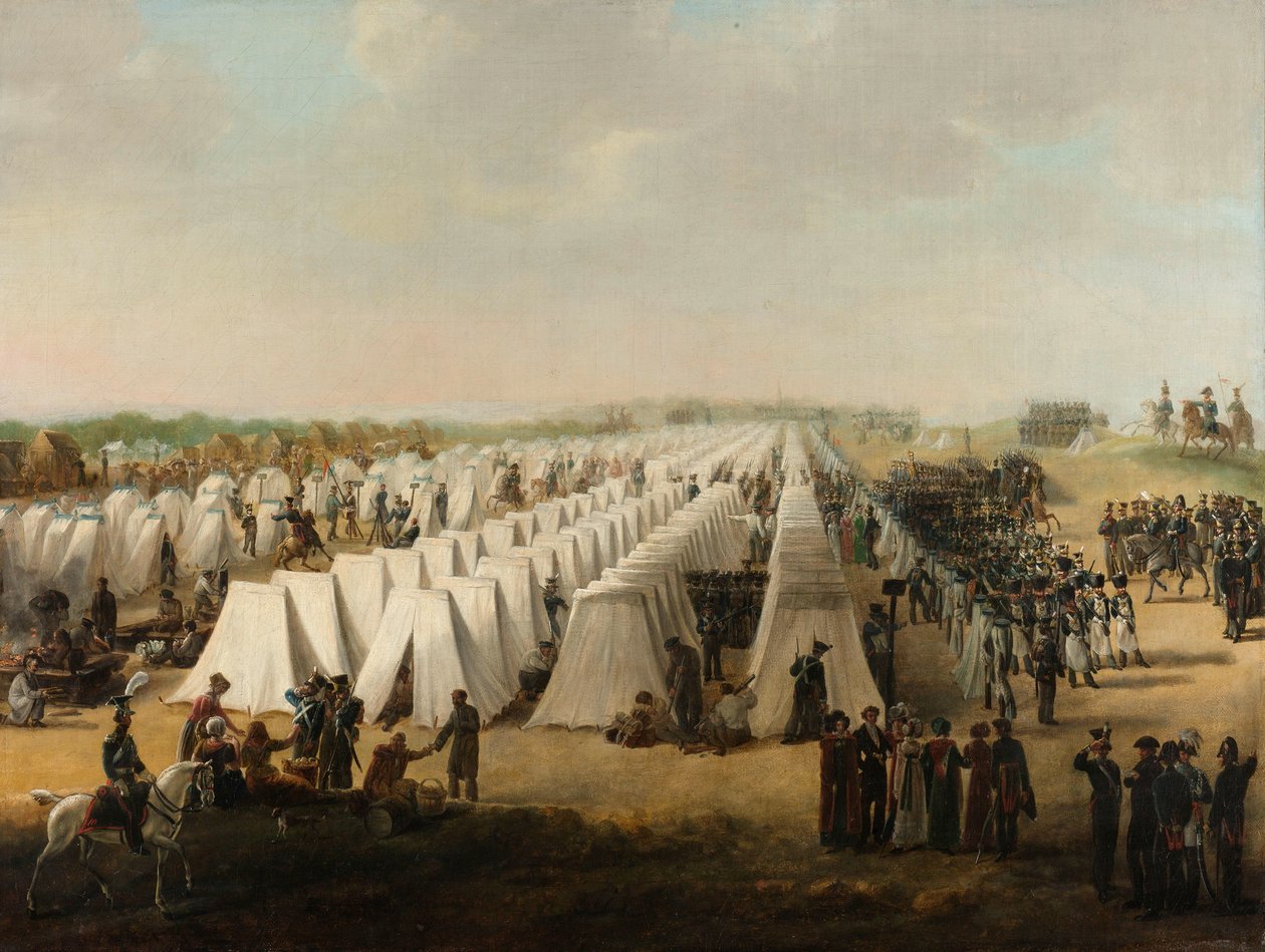 معسكر الجيش في ريجن معسكر الجيش في Rijen ، في عام 1831 أو بعده بواسطة مجهول