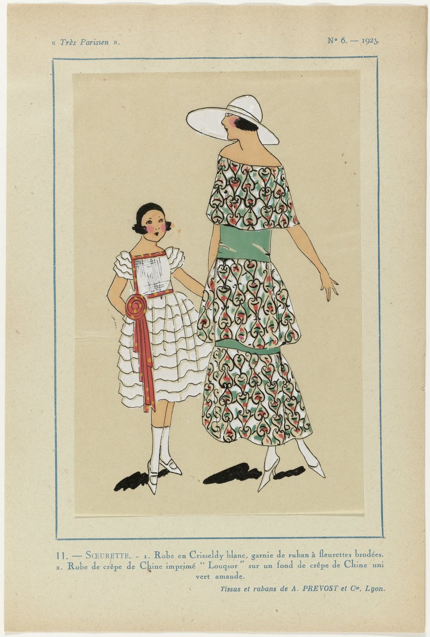 باريسي للغاية ، 1923 ، رقم 6: 11.-SOEURETTE. - 1. فستان أبيض Crisseldy ... بواسطة مجهول