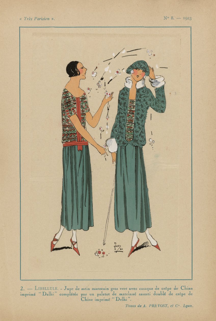 باريسي جدا. الموضة والأناقة والأناقة باريسي للغاية ، 1923 ، رقم 8: 2. - DRAGONFLY. / تنورة مغربية ساتان ... بواسطة مجهول
