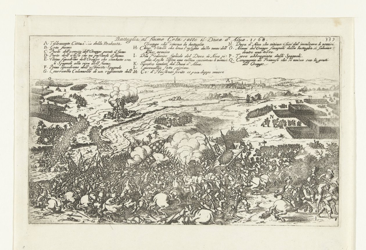 فيلدسلاغ آن دي ريفير دي جيت ، 1568 معركة في نهر جيتا تحت دوق ألفا. 1568 (العنوان على الكائن) بواسطة مجهول