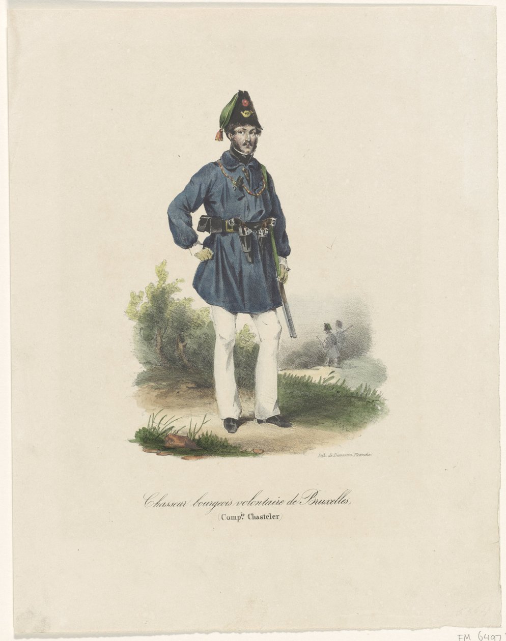 صياد طوعي في بروكسل ، 1830 Chasseurs bourgeois volontaire de Bruxelles ، (Comp.ie Chasteler) (العنوان على الكائن) بواسطة مجهول