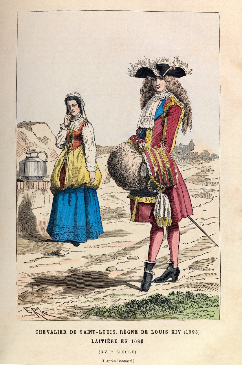 فارس سانت لويس (1693) وليتيير (1680) في عهد الملك لويس الرابع عشر في القرن السابع عشر - فارس وسام سانت لويس ، عهد الملك لويس الرابع عشر 1693 ، وصيفة ألبان بواسطة مجهول مجهول