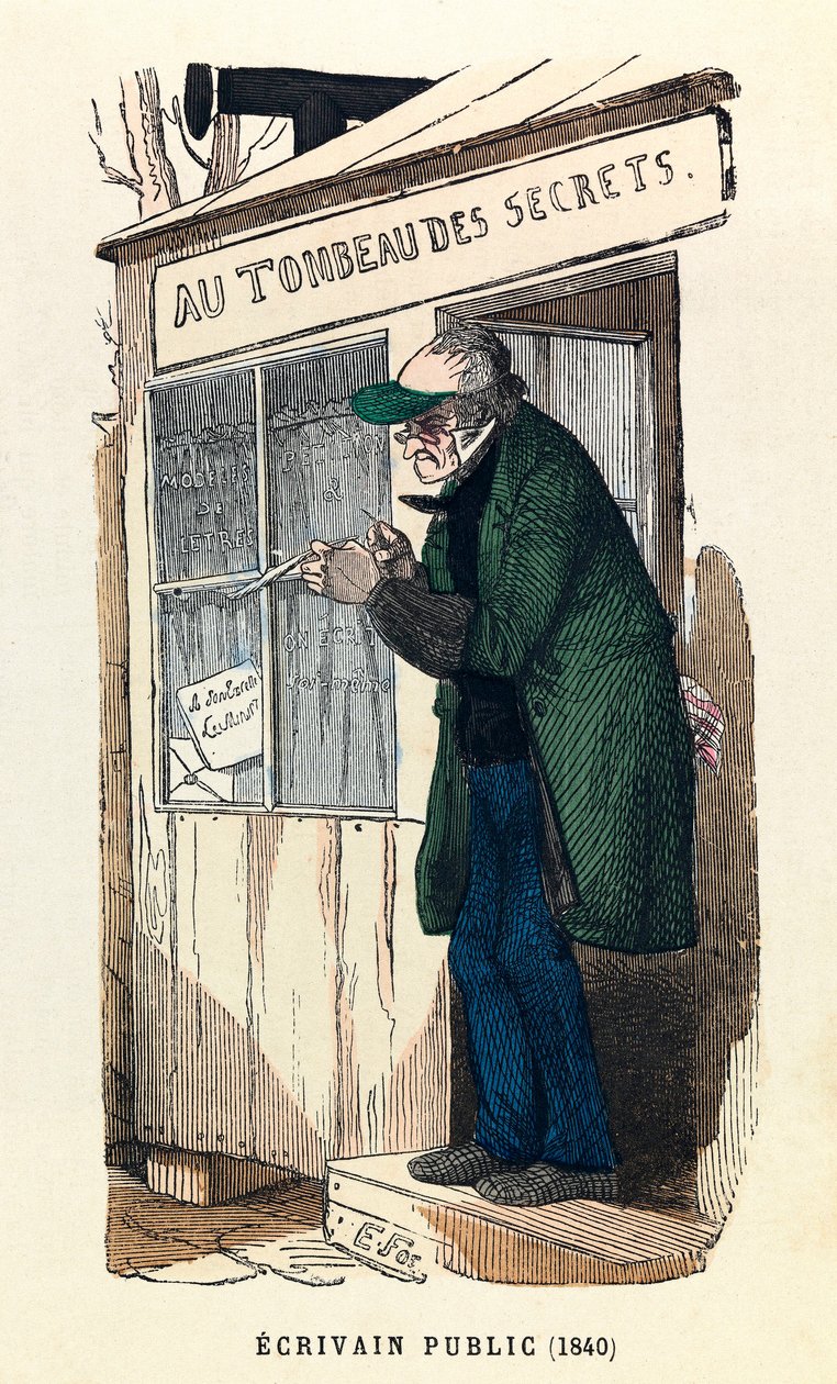 كاتب عام 1840 في باريس ، نقش ، مجموعة خاصة - كاتب عام في باريس بواسطة مجهول مجهول