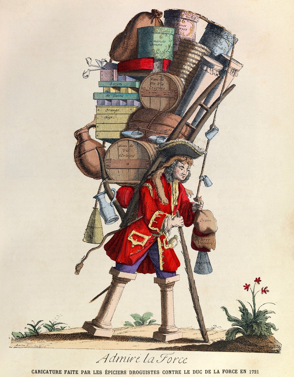 اعجاب La Force Caricature الذي صنعه تجار المخدرات في باريس ضد دوق La Force في عام 1721 (عهد الملك لويس الخامس عشر) - مجموعة خاصة بواسطة مجهول مجهول