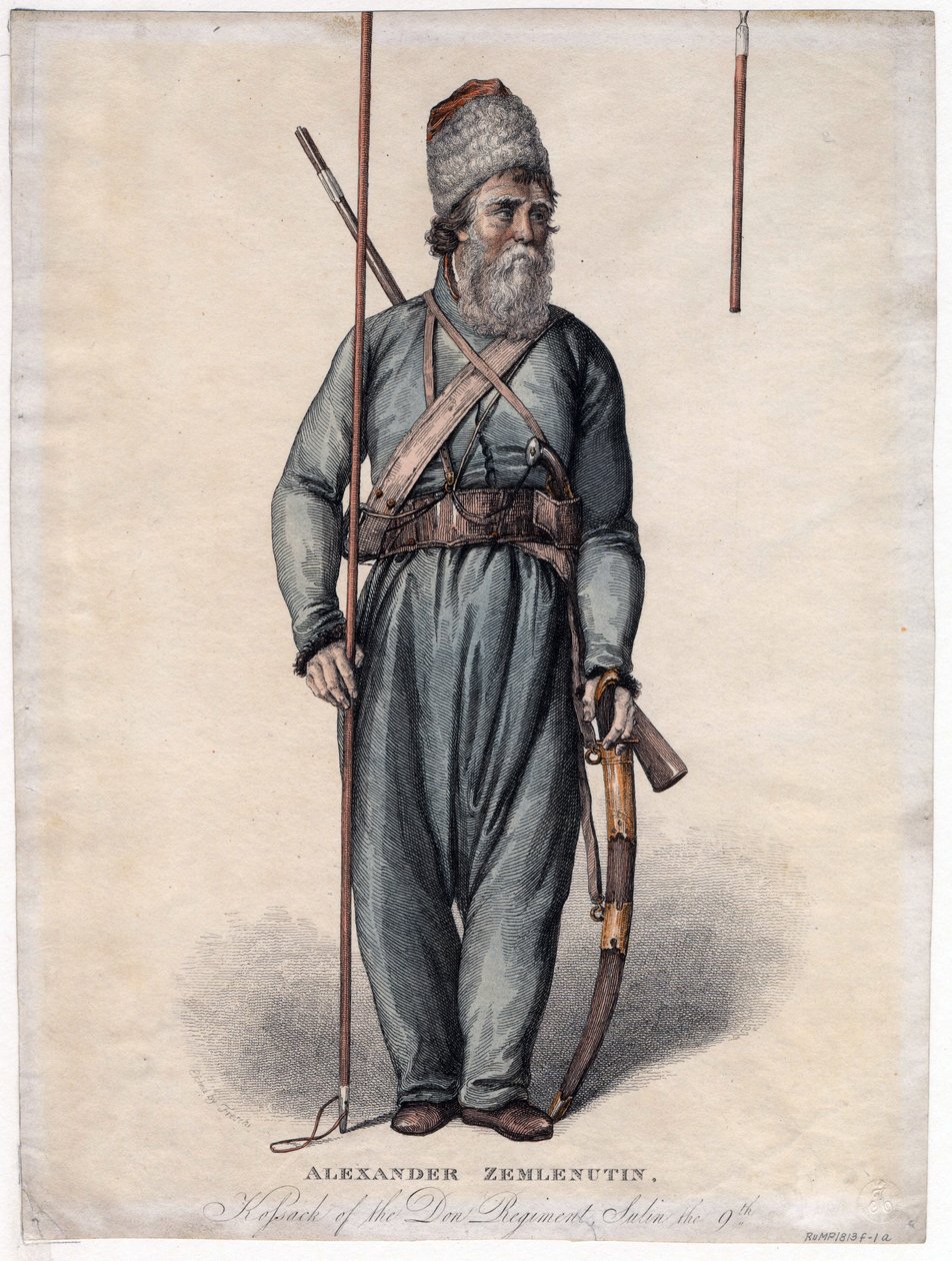 ألكسندر زيمليانوخين ، قوزاق من دون فوج - مجهول - حوالي 1813 - حفر ، ألوان مائية - 34،3 × 25،3 - مجموعة خاصة بواسطة مجهول مجهول