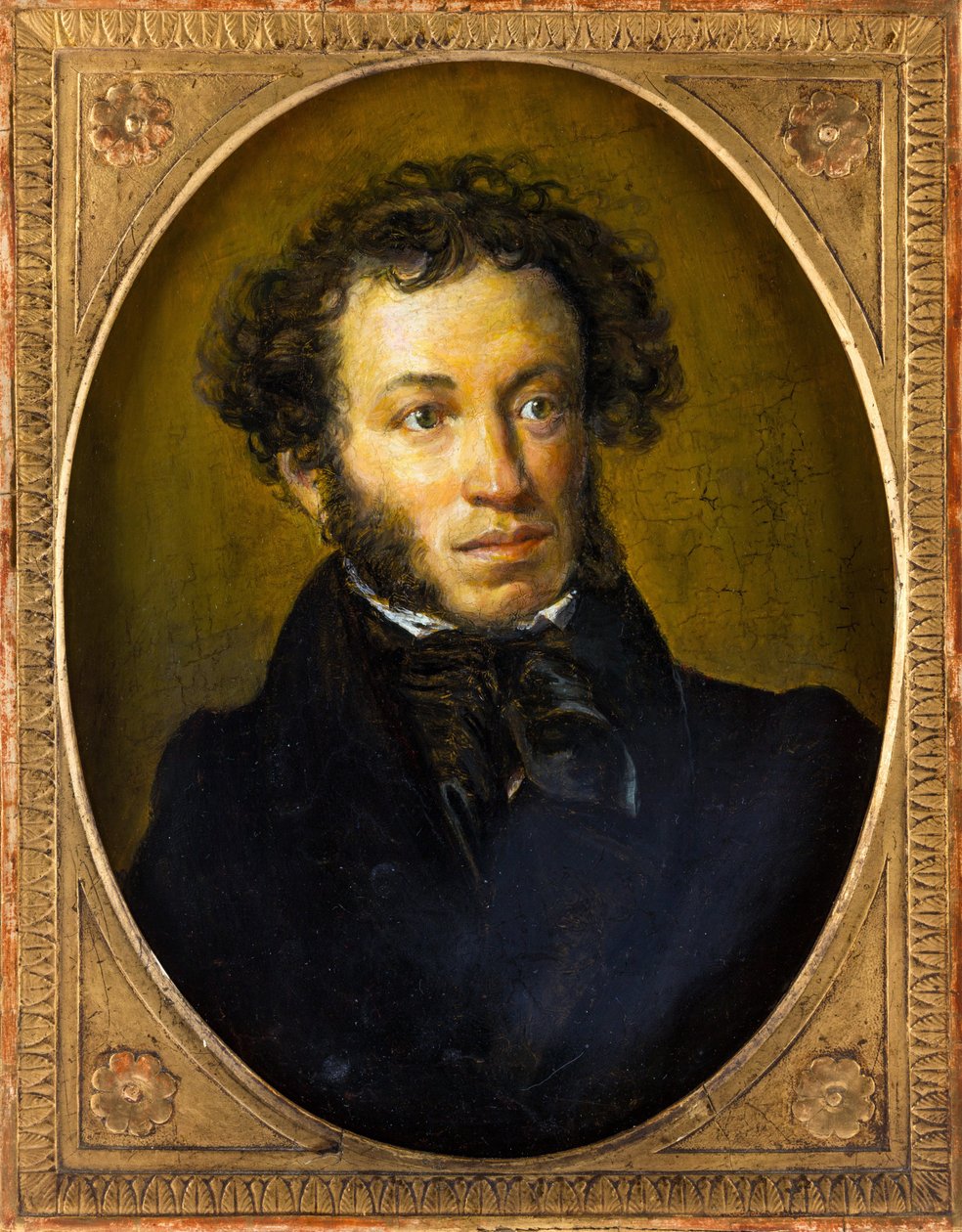 Alexandre Pouchkine - Portrait of the poet Alexander Sergeyevich Pushkin (1799-1837) - Anonymous. Oil on wood, Second quarter of the 19th cen. Dimension : 40,5x30,5 cm. Private Collection بواسطة مجهول مجهول