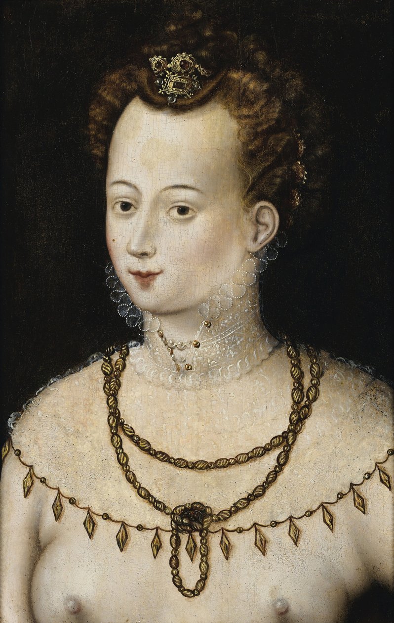 "" Allegorie de la beaute، Portrait de jeune femme "(صورة لسيدة شابة رمزية للجمال) لوحة مجهولة حوالي 1580 خافتة 47.5x30 سم مجموعة خاصة بواسطة مجهول مجهول