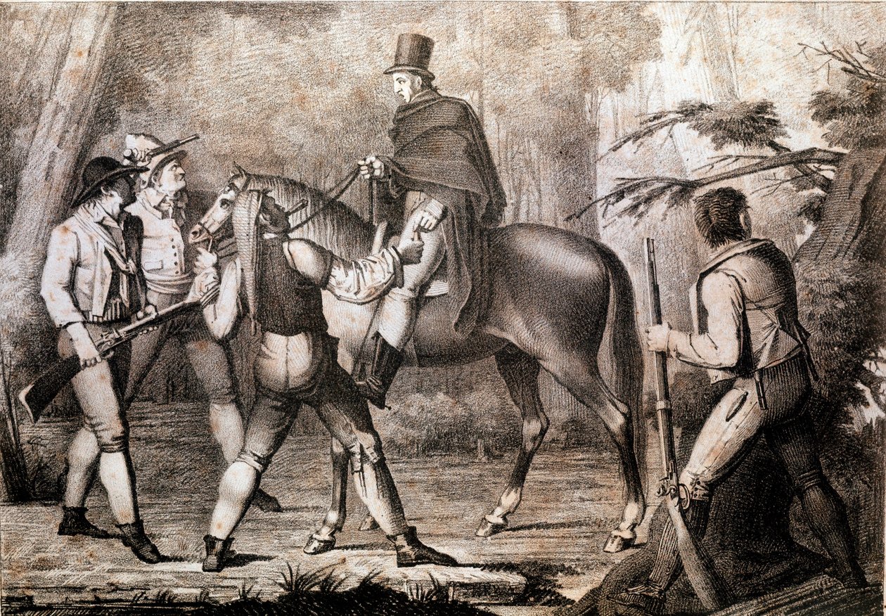 اللواءات يهاجمون مسافر حصان من القرن التاسع عشر Print Private Collection بواسطة مجهول مجهول