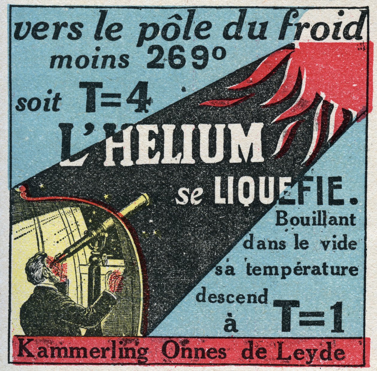 التغيرات في الحالات: الأبخرة. تمكن الهولندي Heike Kammerling Ones (1853-1926) ، من Leiden ، من إسالة الهيليوم في عام 1908. رسم مجهول من عام 1925. مجموعة خاصة. بواسطة مجهول مجهول