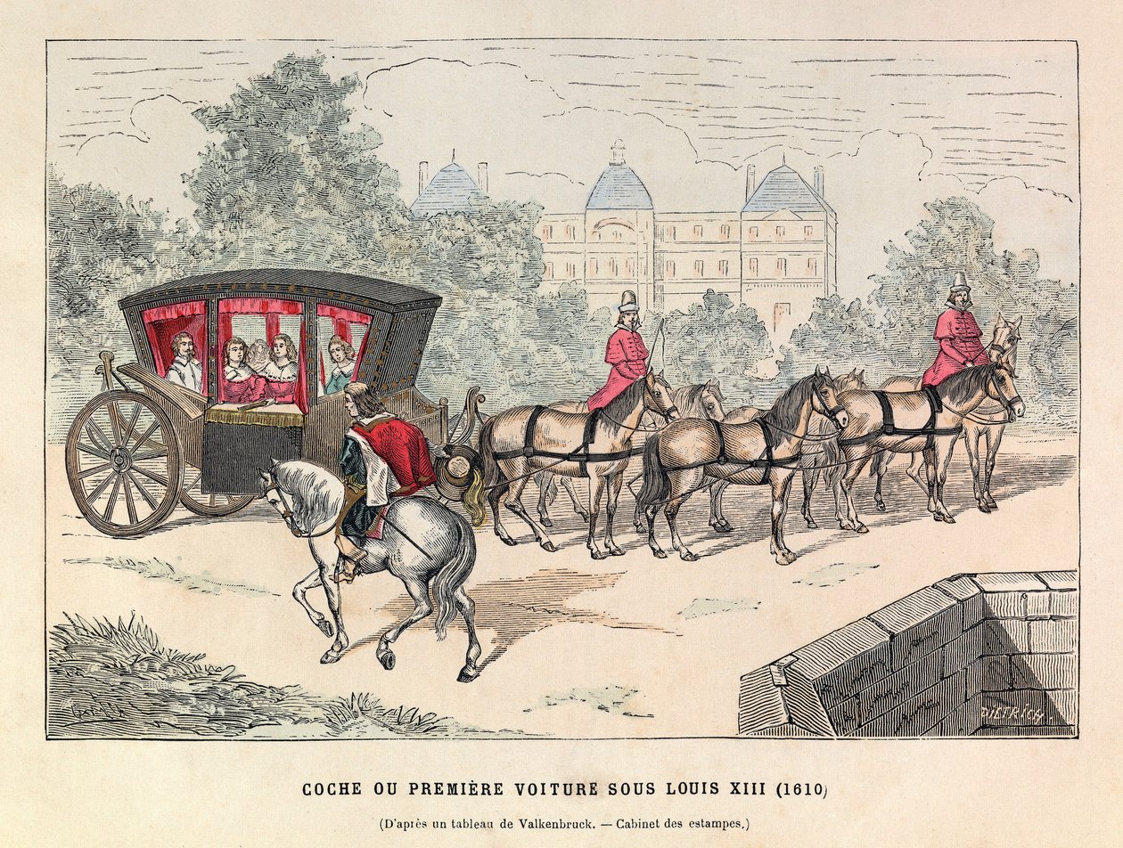 Coche أو السيارة الأولى في عهد الملك لويس الثالث عشر (1601 - 1643) - المدرب ، عهد لويس الثالث عشر ملك فرنسا - مجموعة خاصة بواسطة مجهول مجهول
