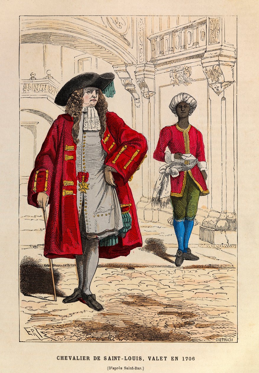 رافق زي دي أون شيفالييه دي سانت لويس خادمه في عام 1706 (عهد الملك لويس الرابع عشر) - فارس وسام سانت لويس وخادمه بواسطة مجهول مجهول