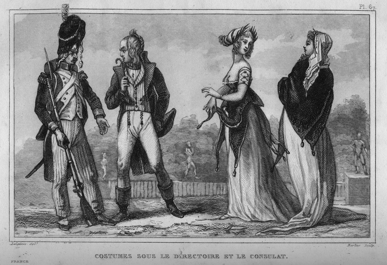 Costume on the Executive Board and the Consulate. Engraving from 1859 in “” Le Monde. History of all peoples from the most remote times to the present day”. by M. E. de Lostalot-Bachoue (Lostalot Bachoue). Private collection. بواسطة مجهول مجهول