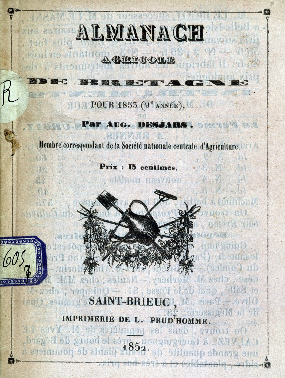 غلاف من Almanach Agricole de Bretagne بواسطة مجهول مجهول