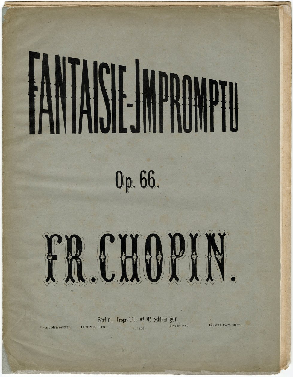 صفحة الغلاف للطبعة الألمانية من Fantaisie-Impromptu ، مرجع سابق. 66 - فريدريك شوبان (1810-1849). الطباعة الحجرية ، حوالي 1856. مجموعة خاصة بواسطة مجهول مجهول
