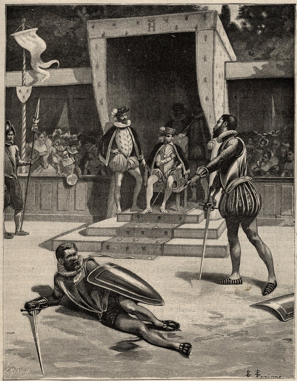 مبارزة بين Francois de Vivonne de la Chataigneraie و Guy de Chabot ، Baron de Jarnac في Saint Germain en Laye ، فرنسا 10 يوليو بواسطة مجهول مجهول